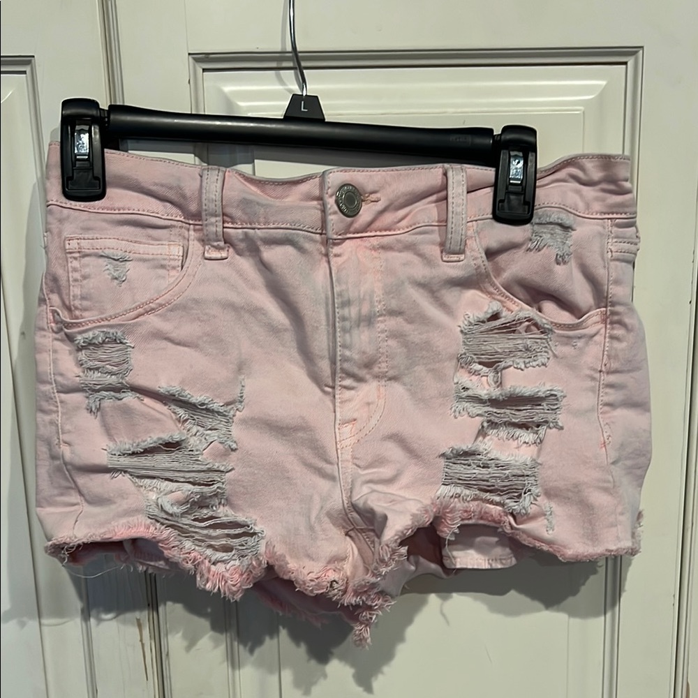 American Eagle Outfitters Pink Distressed Jean Shorts